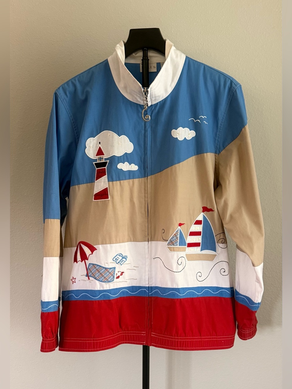 Vintage Koret White and Blue Seascape themed Lined Jacket